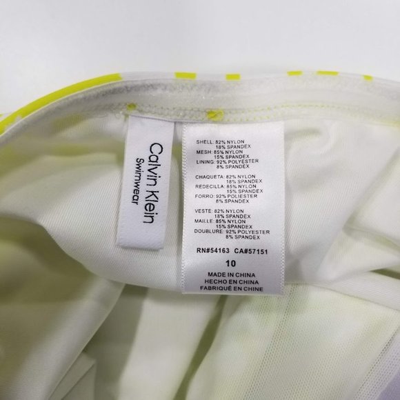 Calvin Klein Printed Tummy Control One Piece Swimsuit Yellow Size 10 - Picture 8 of 10